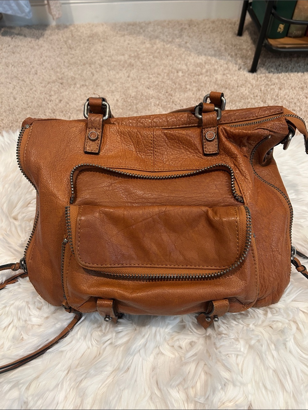 Everyday Leather Satchel in Cognac